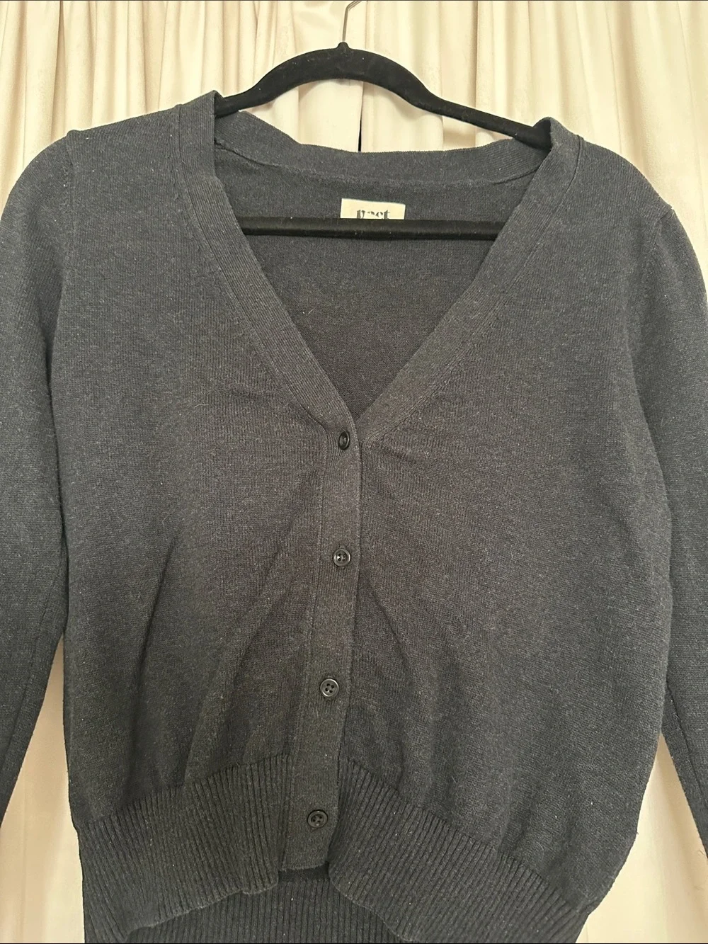 PACT Organic Cotton V-Neck Button Front Cardigan Sweater Black S
